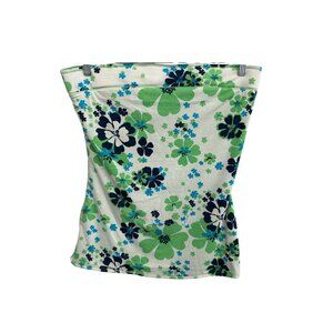 No Boundaries Reversible Tube Top Green Blue Juniors Floral Bohemian Spring
